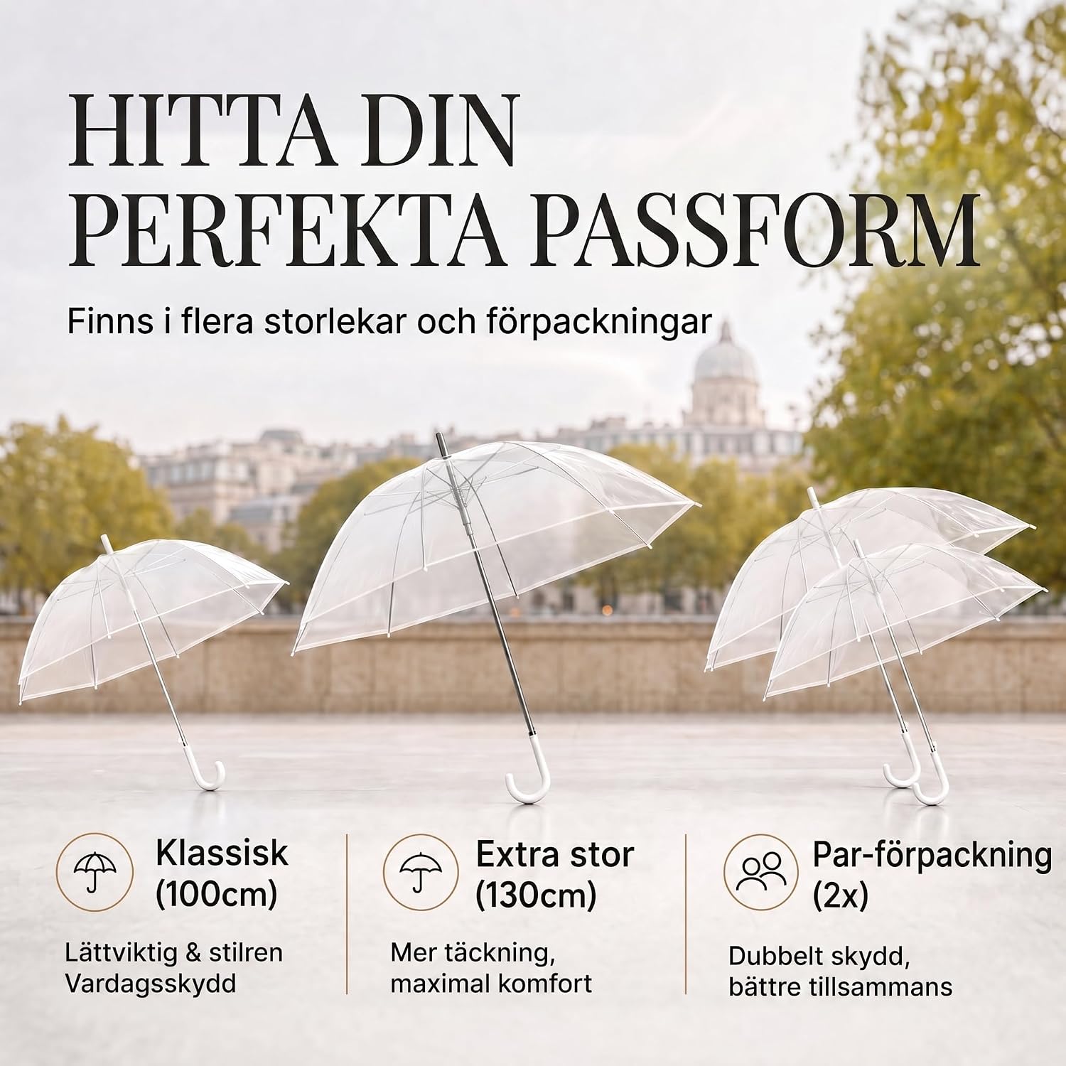 Thumbnail 6 de GOODS+GADGETS® genomskinligt automatiskt käppparaply med vindtålig skärm