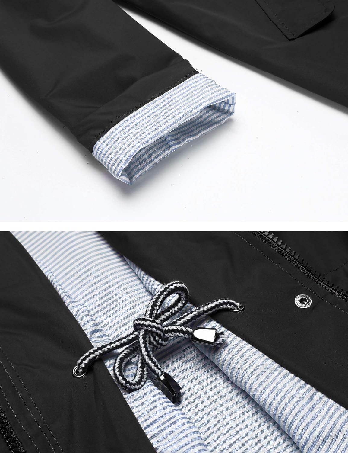 Detalle de LOMON Women's Waterproof Long Hooded Raincoat: Lightweight, Breathable & Packable