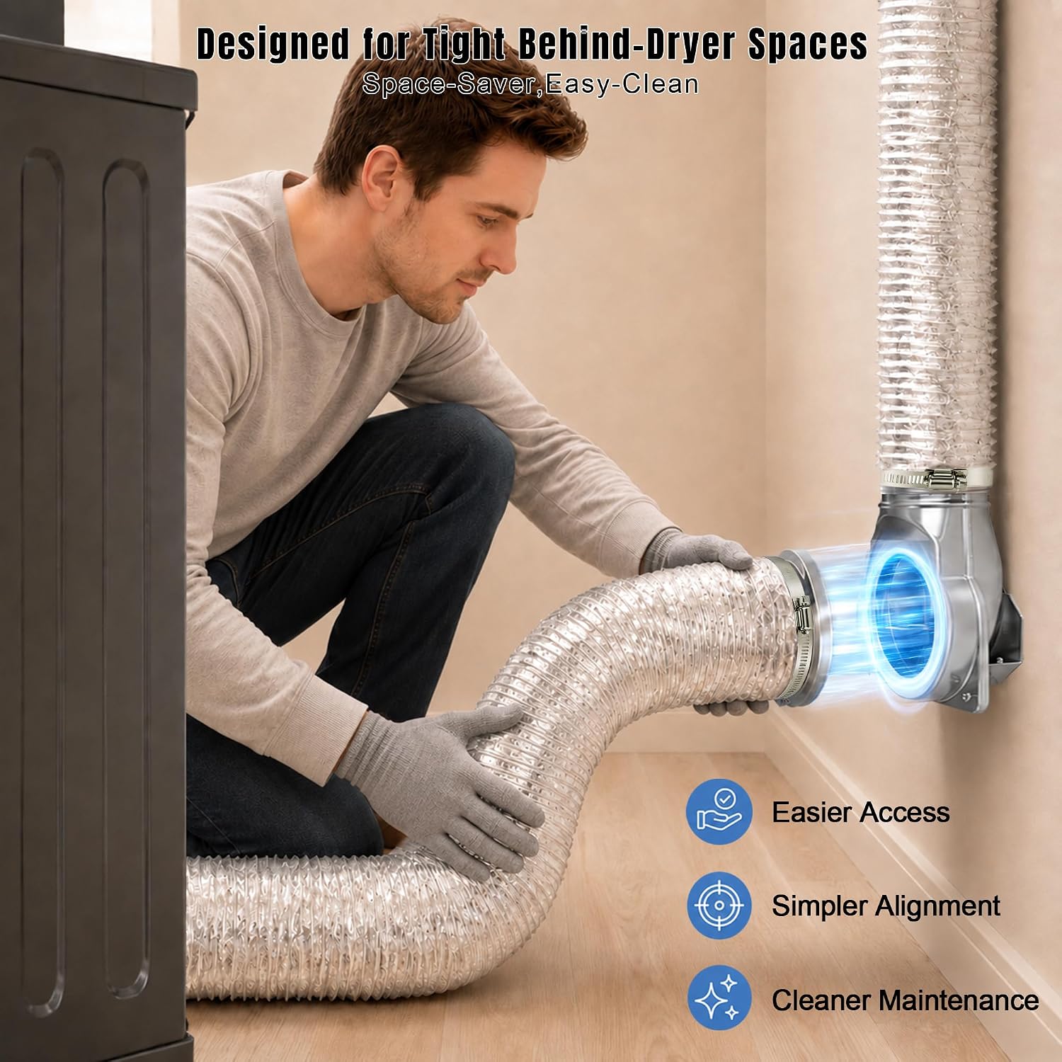 Thumbnail 2 de VSAPRDT DV90 Magnetic Dryer Vent Connector Kit, 90° 4-Inch Hose