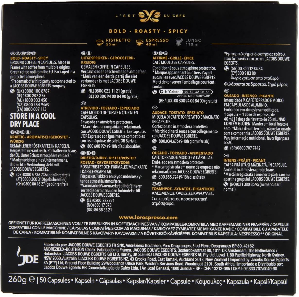 Thumbnail 1 de L'OR Capsule Caffè Espresso Forza - 250 Capsule in Alluminio, Intensità 9, compatibili Nespresso Original