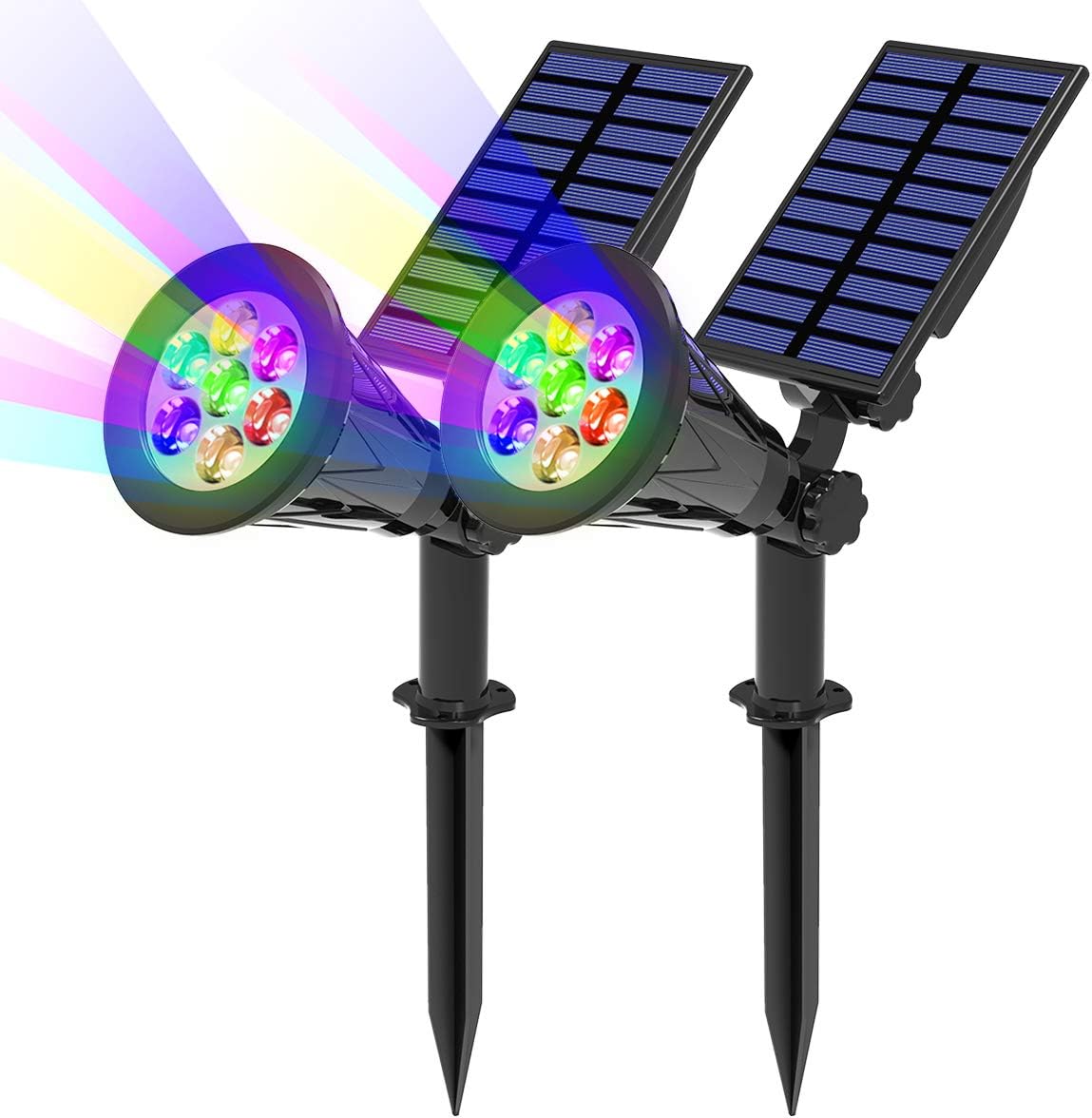 Detalle de T-SUN (2 Pack) faretto solare da esterni IP55 con 7 LED, angolo regolabile 180°