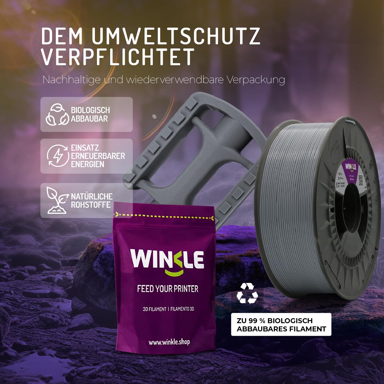 Thumbnail 5 de WINKLE ASA Filament 1,75 mm Aschgrau – 1 kg Spule für FDM-3D-Drucker (wetter- und UV-beständig)