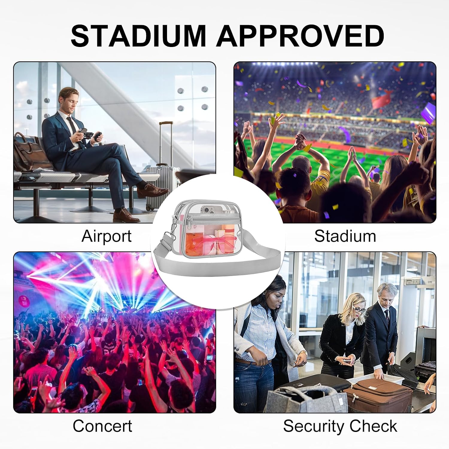 Detalle 2 de USPECLARE Clear Stadium Bag, 0.4 mm PVC with Adjustable Strap