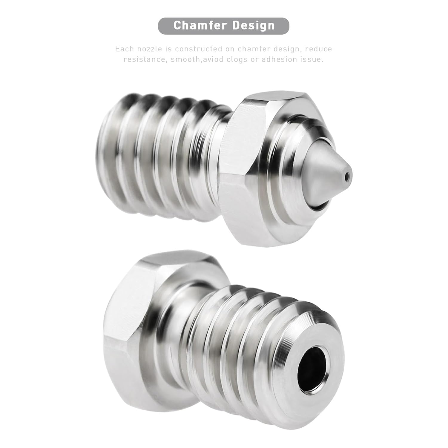 Detalle de V6Bimetal バイメタルノズル 0.6mm 硬化鋼チップ・メッキ銅製 1.75mm対応