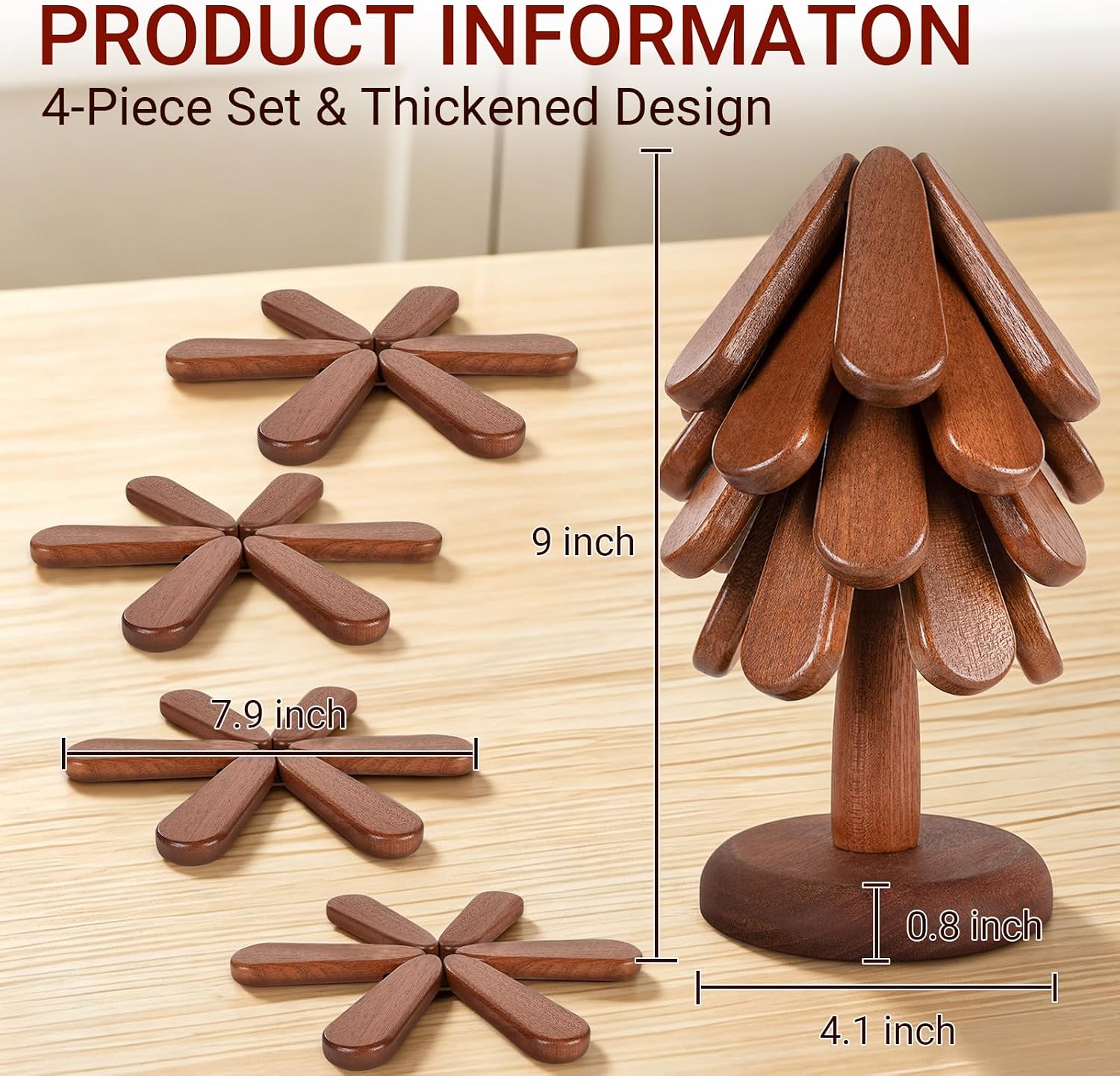 Thumbnail 6 de Wooden Tree Trivets, Sapele Wood