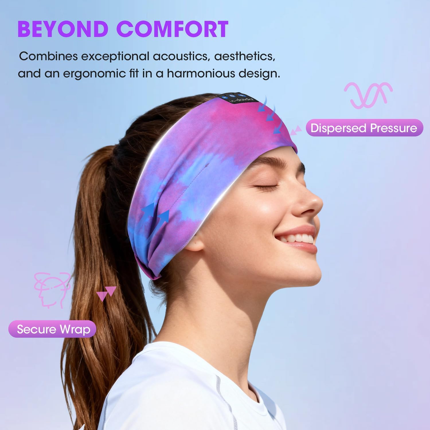 Detalle 2 de LC-dolida Sleep Headphones Bluetooth headband 15H