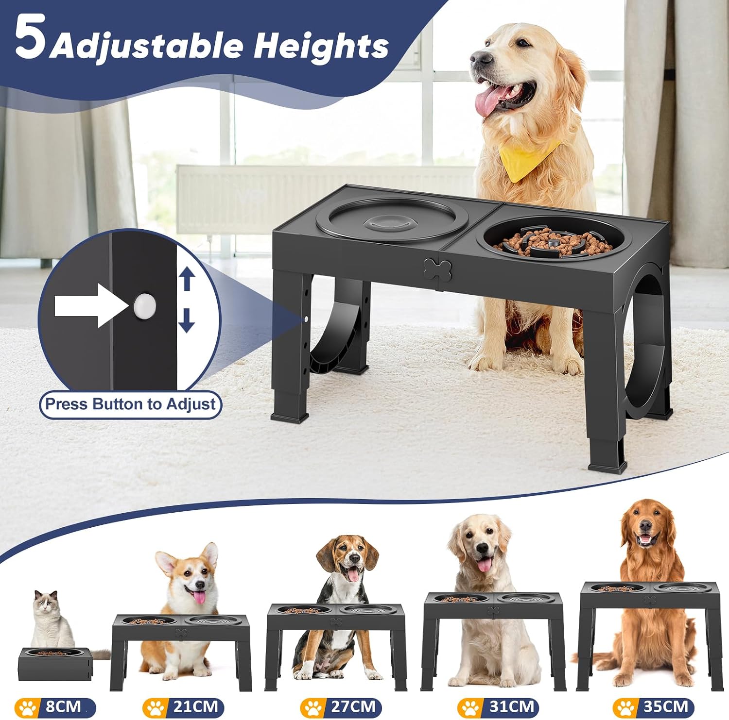 Detalle de Aystkniet Raised Dog Bowl 5-Height Stand