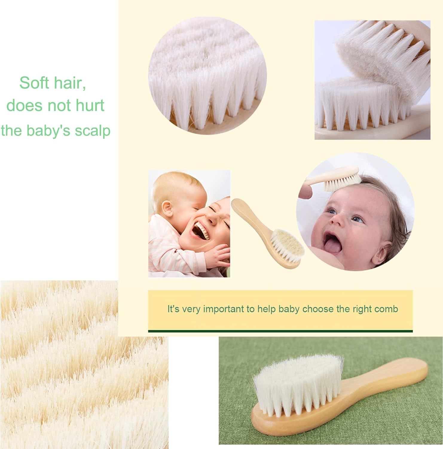 Thumbnail 6 de Molylove 3PCS Baby Hair Brush Set for Newborns & Toddlers with Wooden Handle and Comb