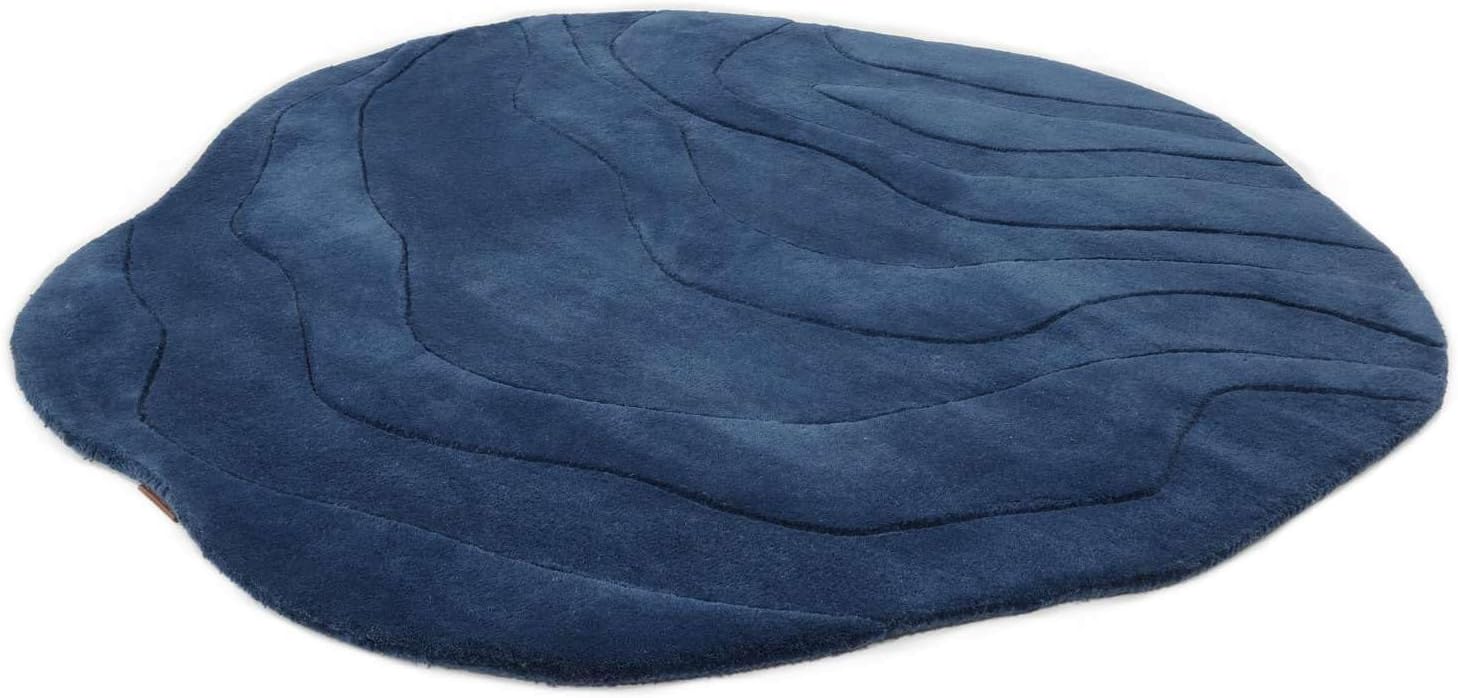 Detalle de RugVista Barba Rug, 250 x 250 cm, Blue, Medium Pile, Wool & Cotton