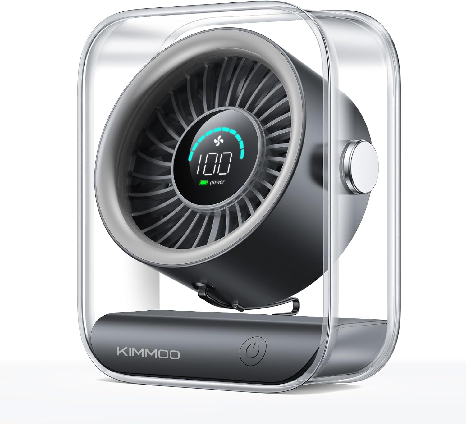 Detalle de KIMMOO Rechargeable USB Desk Fan: Quiet, Portable Power with 100-Stage Speed Control