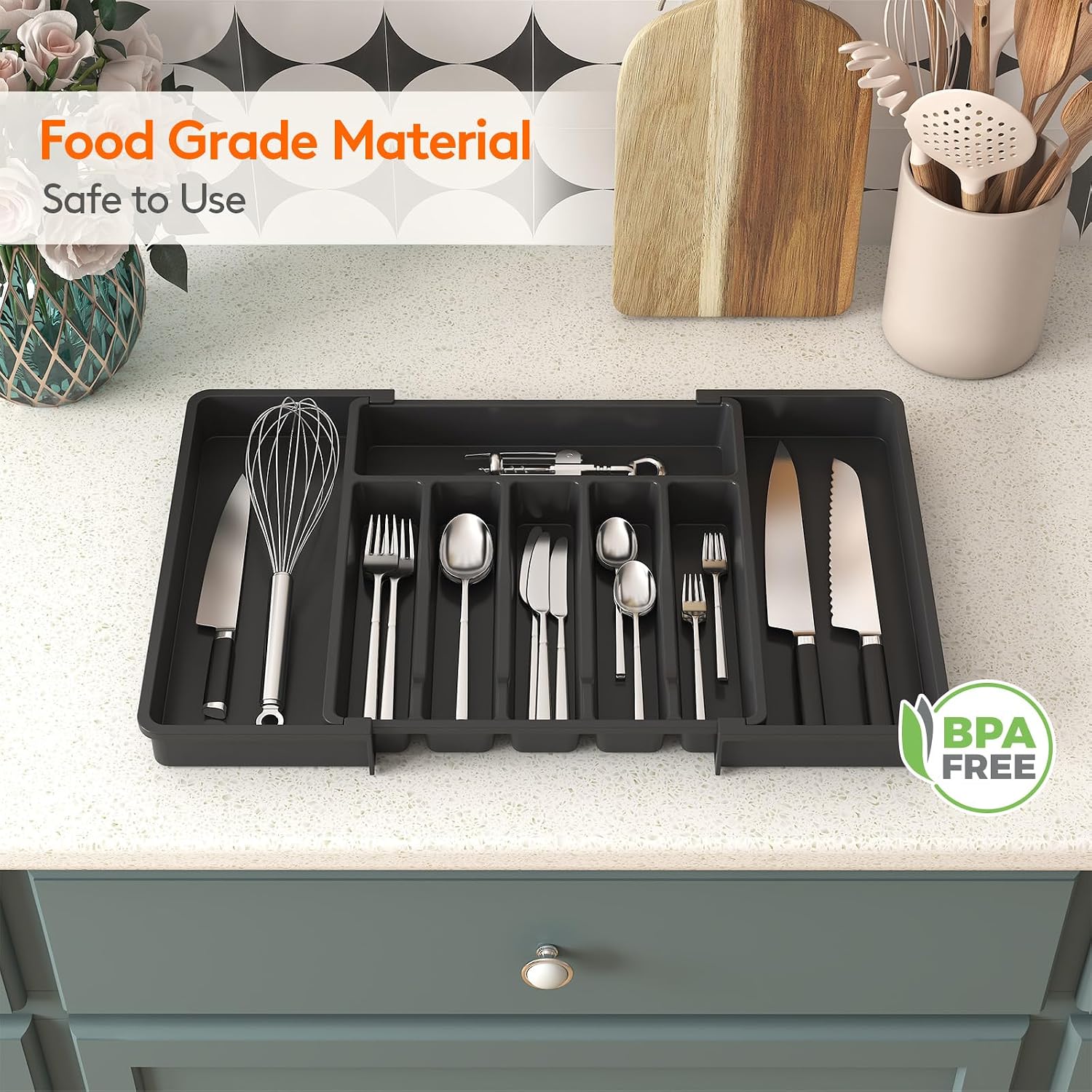Detalle 2 de Lifewit Silverware Drawer Organizer, 13–22.4-Inch Adjustable Width