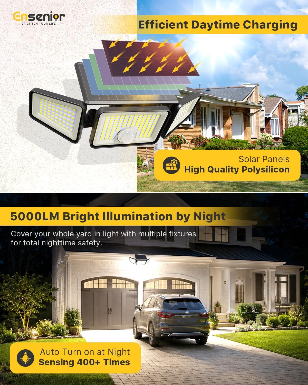 Detalle 2 de Ensenior Solar Motion Sensor Flood Light 2-Pack