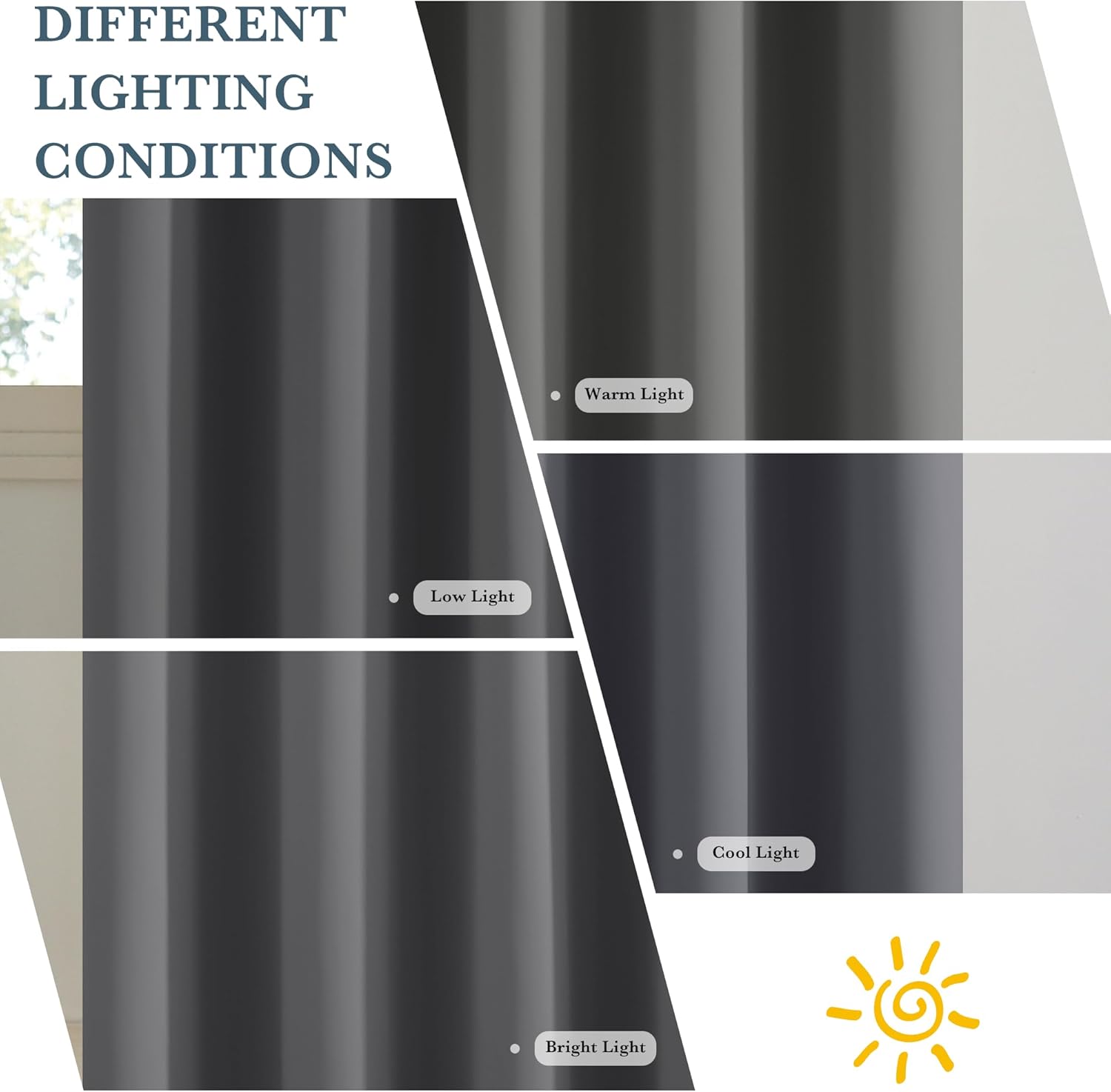 Thumbnail 5 de PONY DANCE 100% Blackout Curtains for Bedroom – Thermal Insulated Eyelet Panels, Grey, 46 x 72 Inch (2 Pcs)