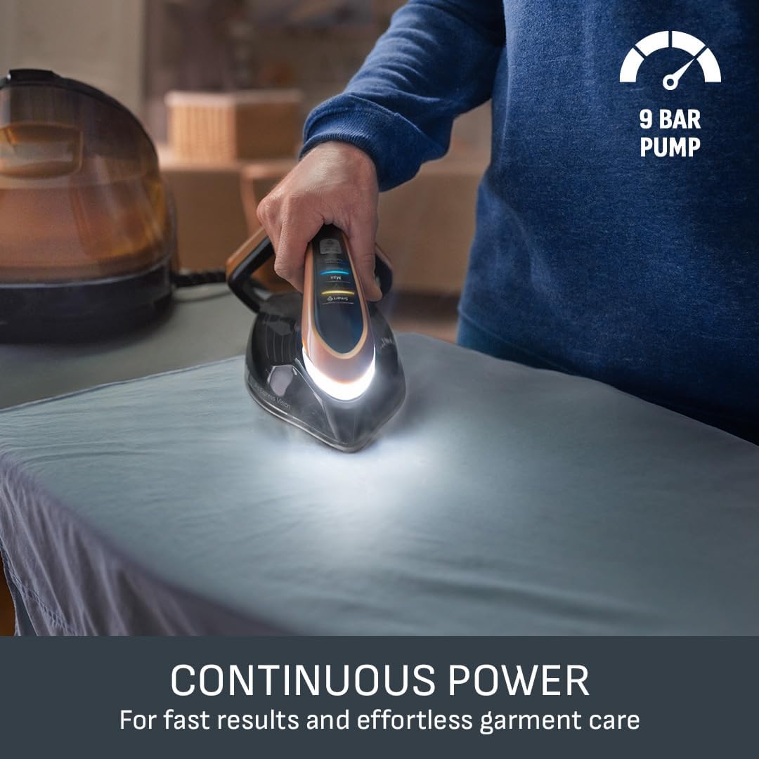 Detalle de Tefal GV9820G0 Pro Express Vision smart steam generator iron (9 bar) – black & gold