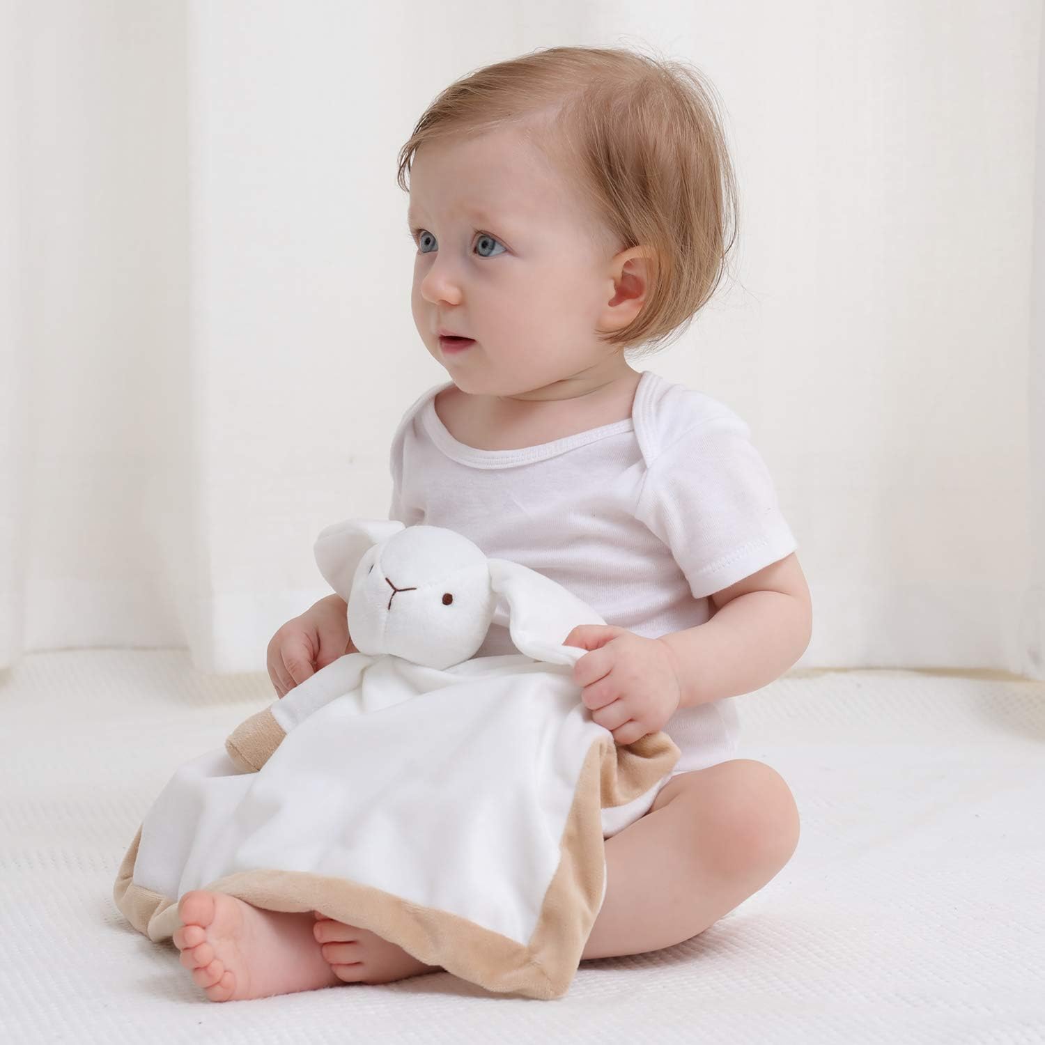 Thumbnail 4 de Apricot Lamb Baby Unisex White Bunny Security Blanket (14 Inches)