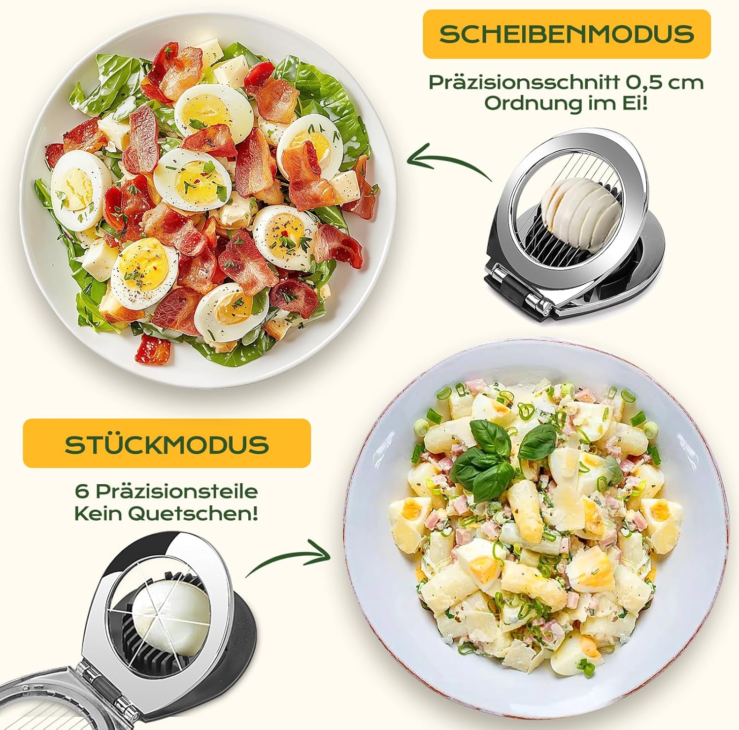 Detalle de BIBURY Eierschneider aus Edelstahl (2-in-1) – Egg Slicer für hartgekochte Eier & mehr