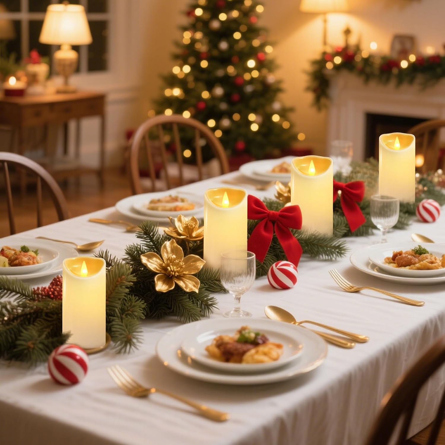 Detalle 2 de AuroraWave 6x3in LED Flameless Candles Set of 4 with Remote and Timer
