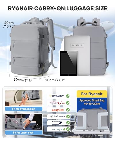 Thumbnail 2 de BJLFS mochila al vacío con bomba y compresión para cabina (40x30x20) compatible con Ryanair y Wizz Air