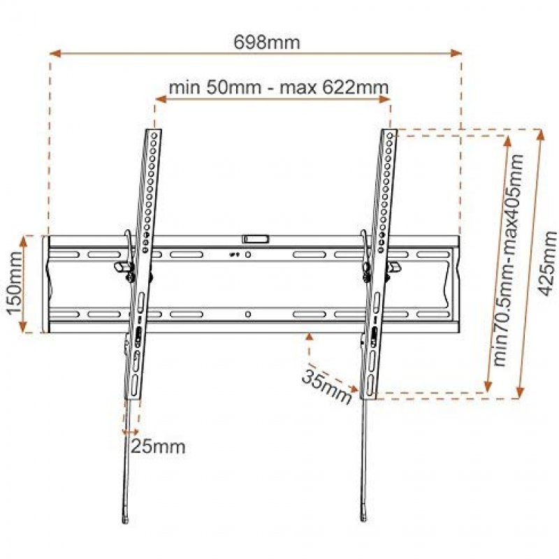 Detalle 2 de Metronic 451067 Soporte Inclinable TV 55"/70" 🌟 Vesa 600x400