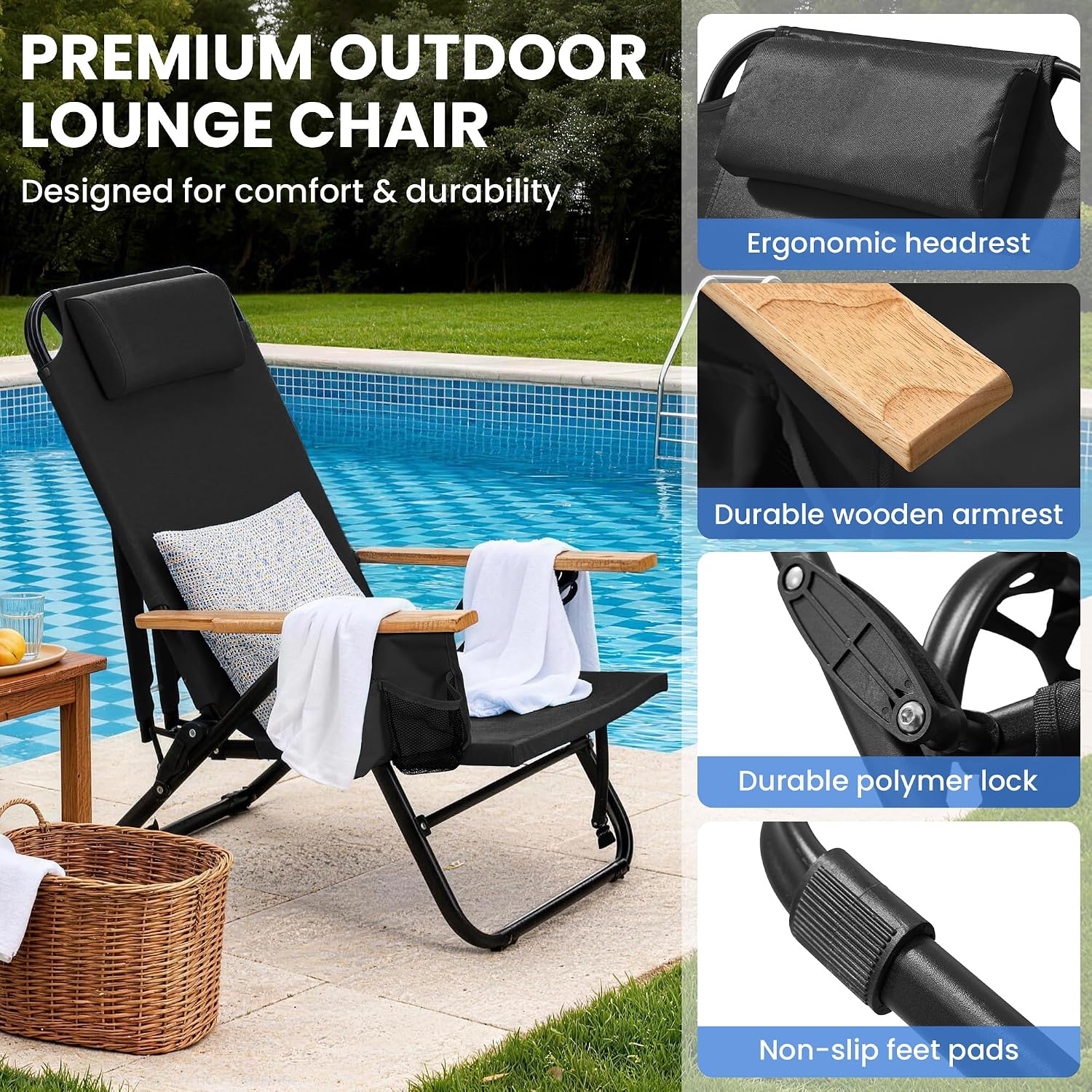 Thumbnail 6 de Canpsky Folding Camping Chair, 5-Position Recliner