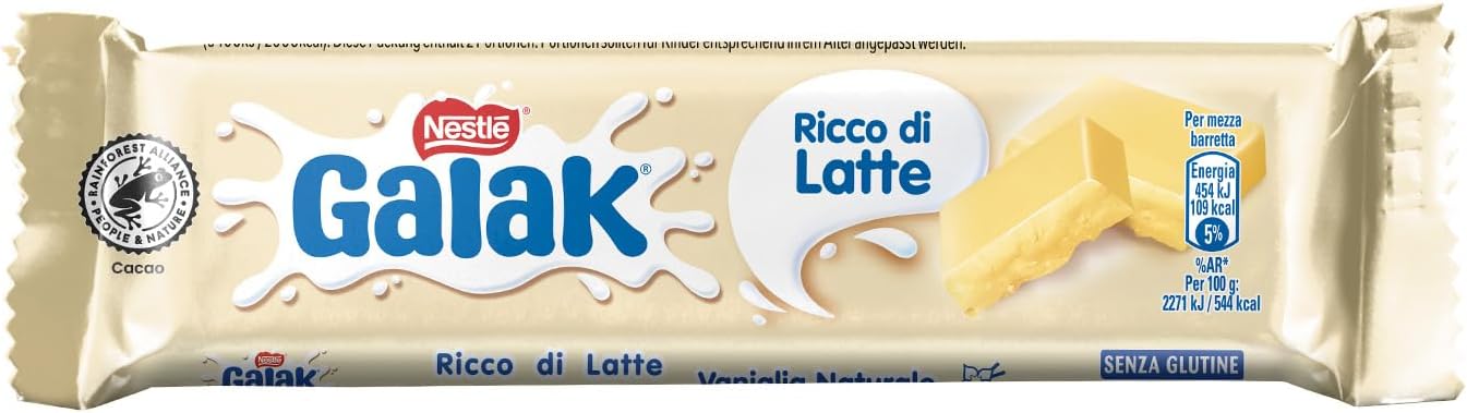 Detalle de GALAK Barretta Cioccolato Bianco 36 x 40 g – Snack goloso e senza glutine