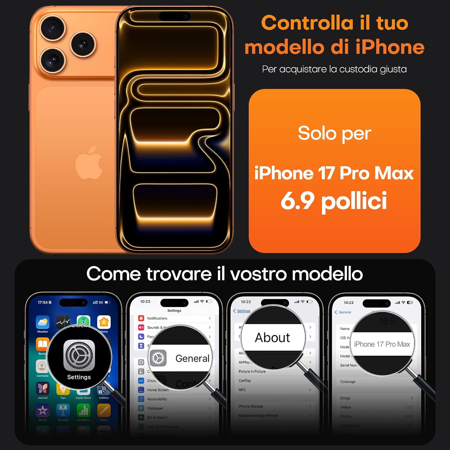 Detalle 2 de TAURI Cover iPhone 17 Pro Max trasparente con vetro temperato