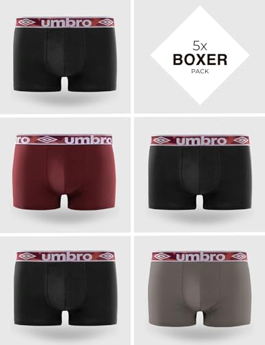 Detalle de Umbro Caleçon Boxer Homme 100% coton – Lot de 5 Noir CLA4 (M)