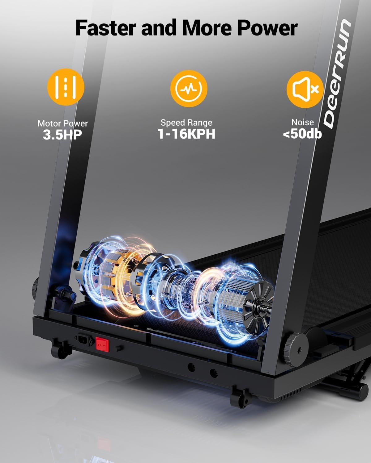 Detalle de DeerRun 3.5 HP Foldable Walking Pad Treadmill with Handrail and Smart App