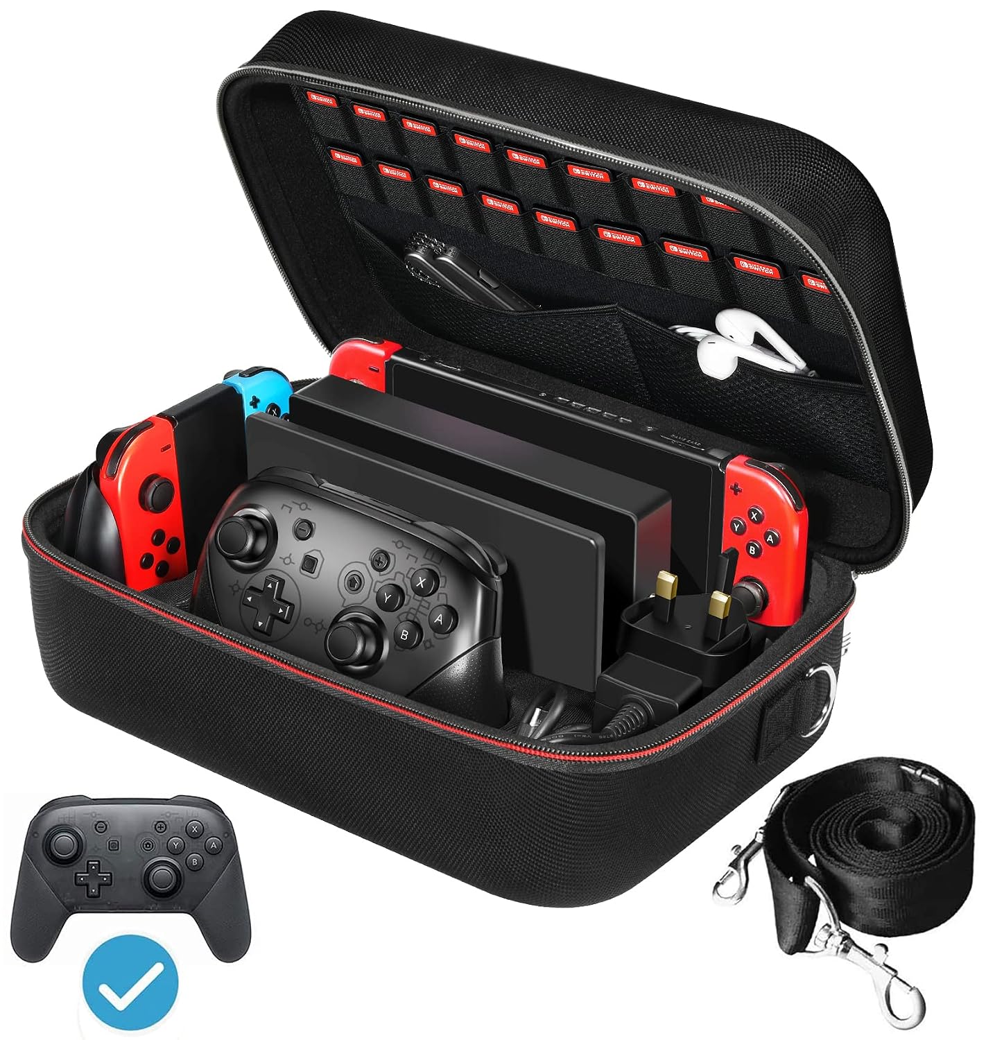 Detalle de iVoler zerkar Nintendo Switch Carrying Case, EVA Hard Shell, 18-Game Storage