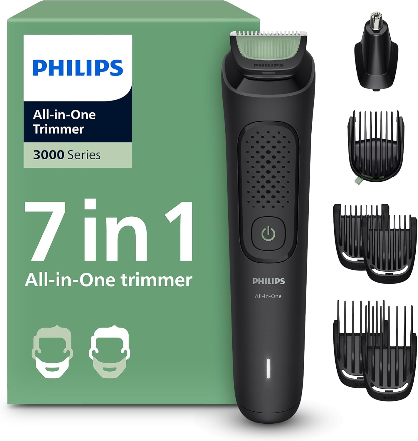 Detalle de Philips Multigroom 3000 Series All-in-One 7-Piece Trimmer (MG3930/15): Beard, Hair & Nose Clipper