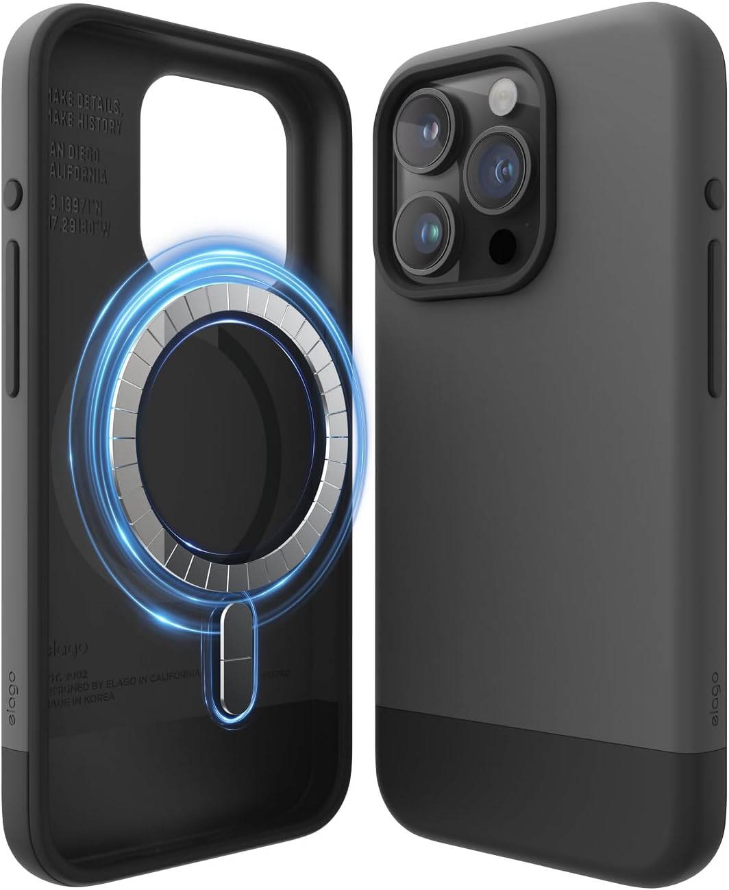 Detalle de elago Magnetic Glide pour iPhone 15 Pro coque MagSafe, gris foncé/ noir