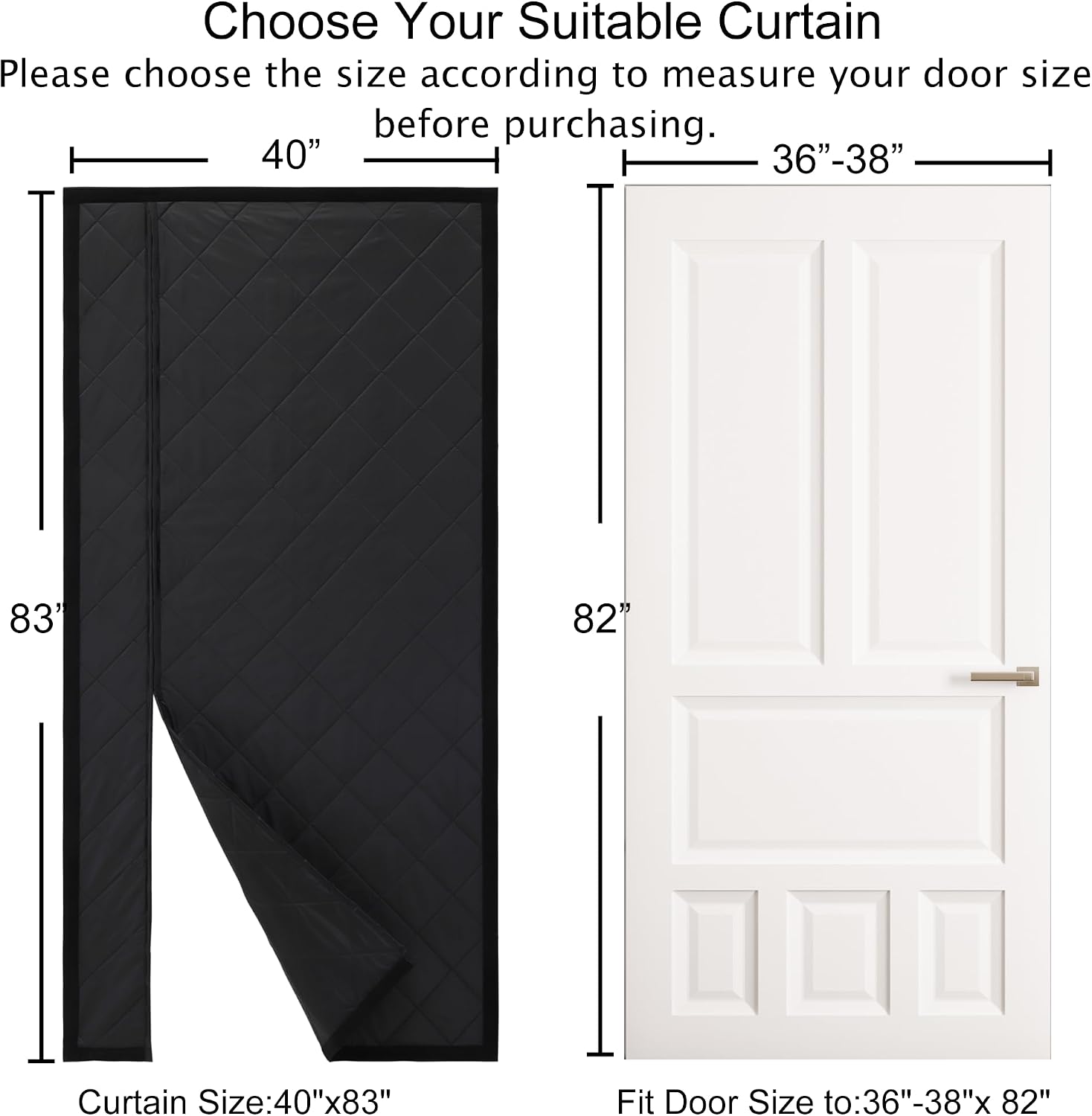 Thumbnail 1 de HxLmn HMC-102211-bk Magnetic Insulated Door Curtain, Reversible 102x211