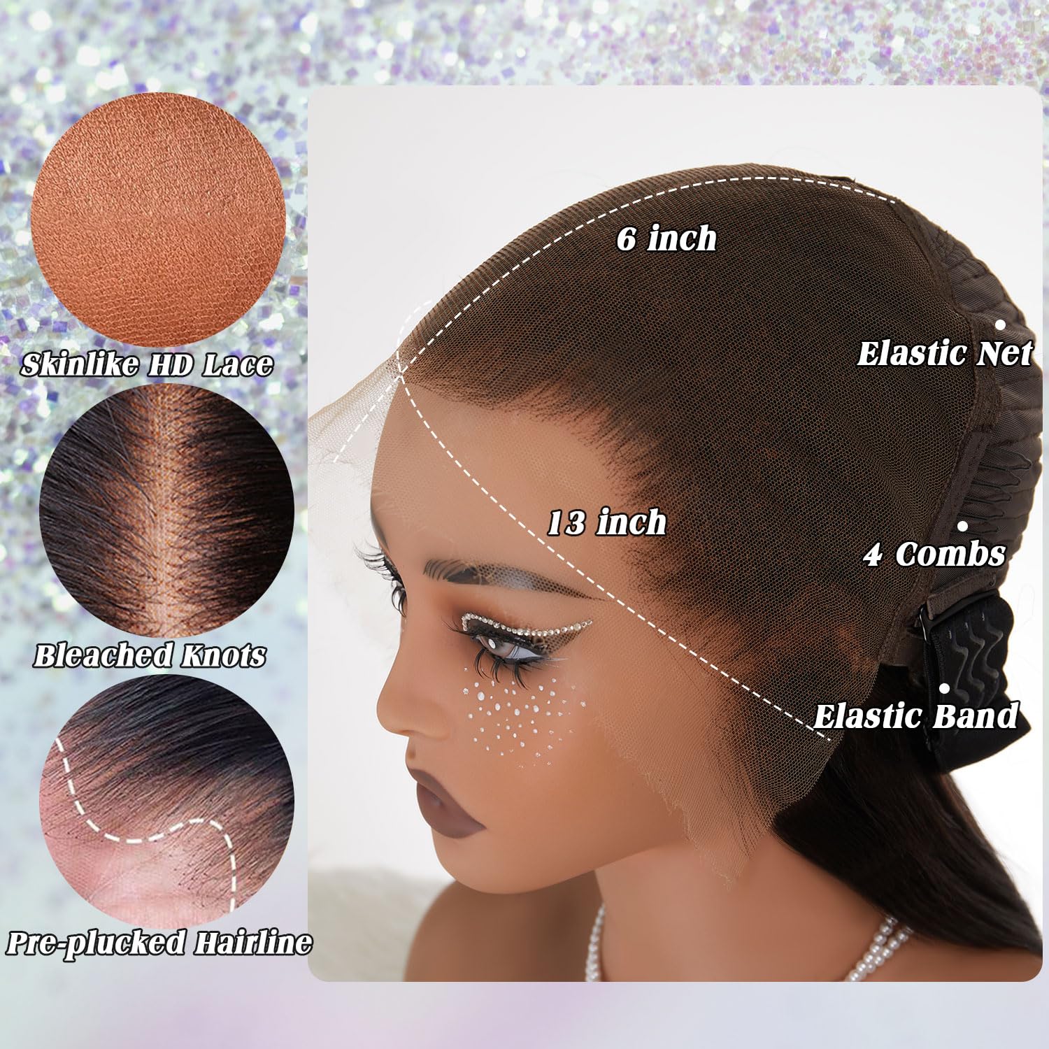 Thumbnail 1 de NESMON SKINLIKE HD Lace Wig 13x6 Full Frontal | 200% Density, 0.10mm Invisible Lace