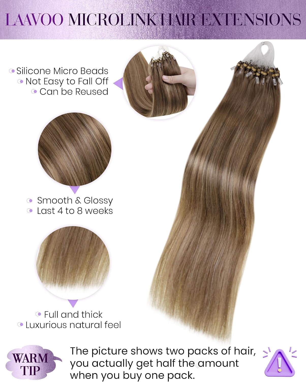 Thumbnail 1 de LaaVoo micro beads hair extensions 14 inch