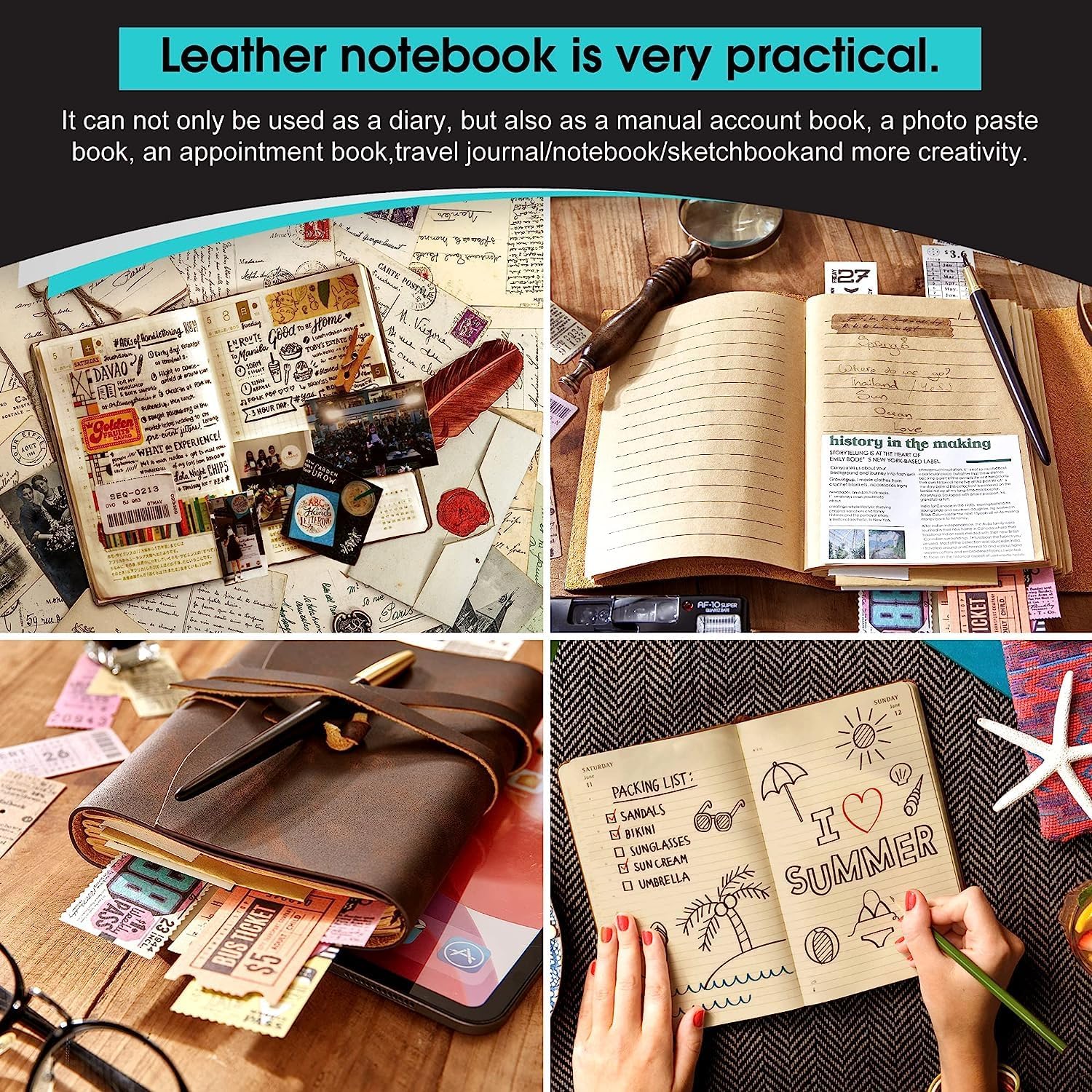 Detalle 1 de RILIHO Leather Journal Notebook 260 pages
