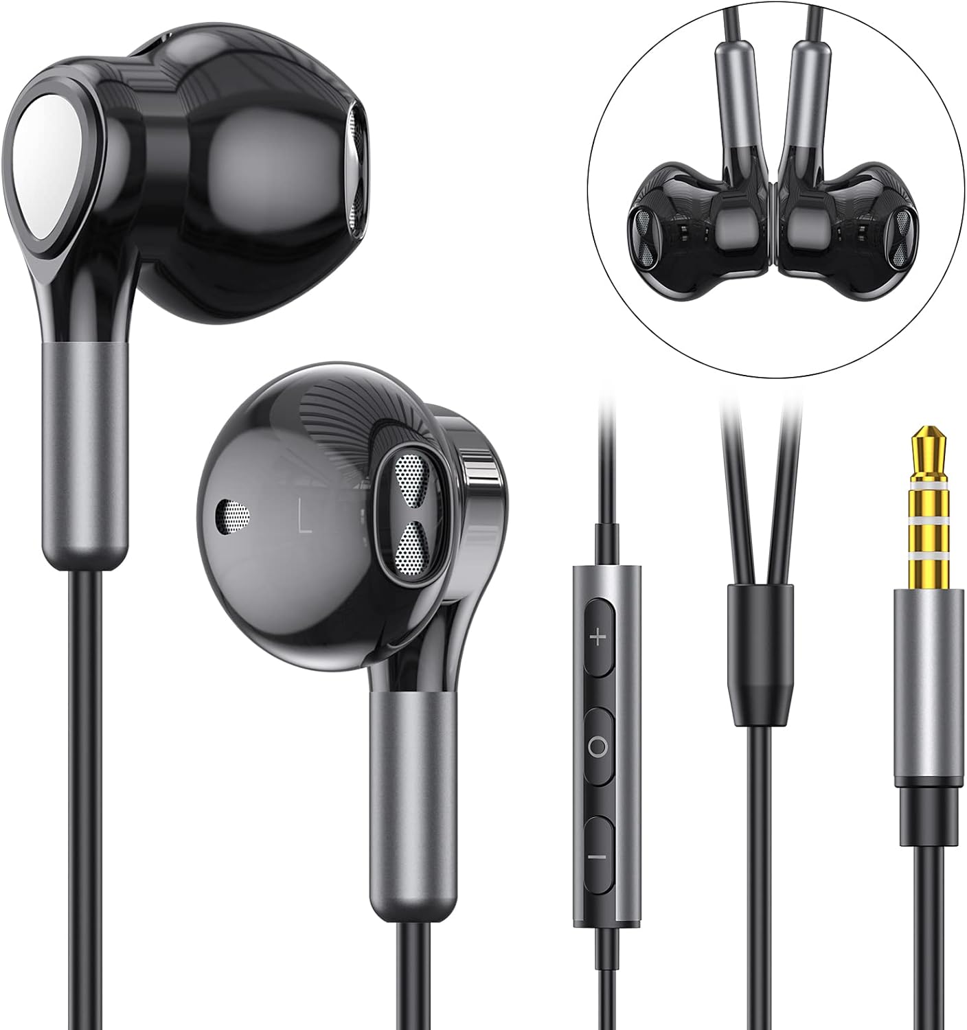 Thumbnail 1 de BENEWY Kopfhörer mit Kabel (In-Ear) 3,5-mm Klinke mit Mikrofon und Lautstärkeregler
