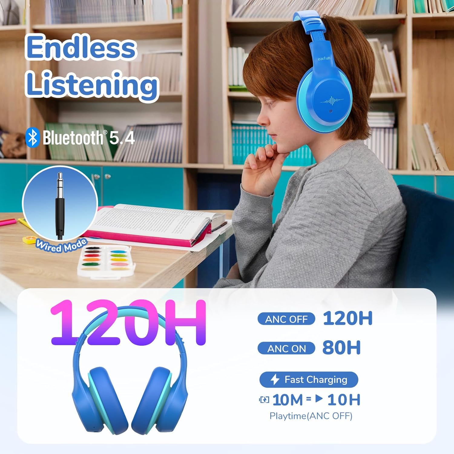 Detalle de EarFun Active Noise Cancelling Headphones 120H