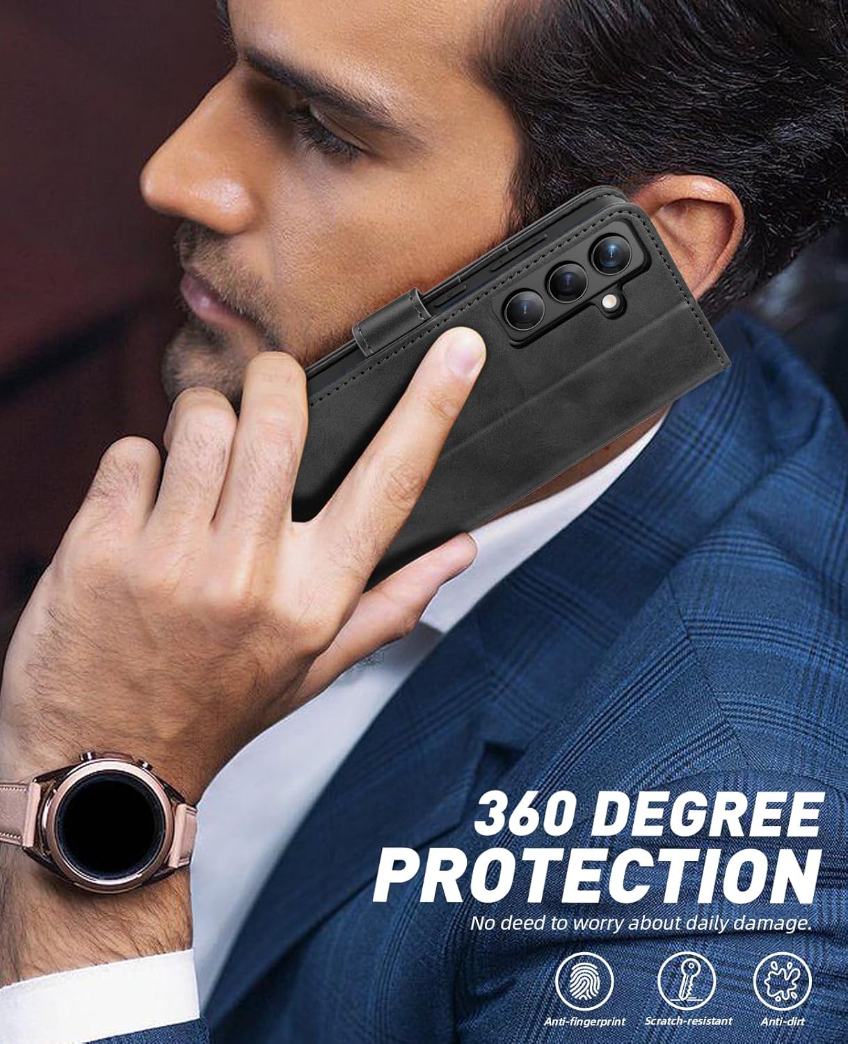 Thumbnail 6 de OCASE Premium Leder Flip Hülle für Samsung Galaxy S24+ Plus 5G – Standfunktion, Kartenfächer, Stoßfest