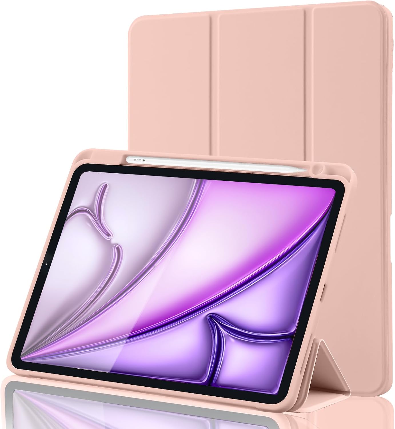Detalle de Hülle für iPad Air 11 Zoll M4/M3/M2 – Roségold mit Stifthalter, Magnet-Trifold und Aufladefunktion