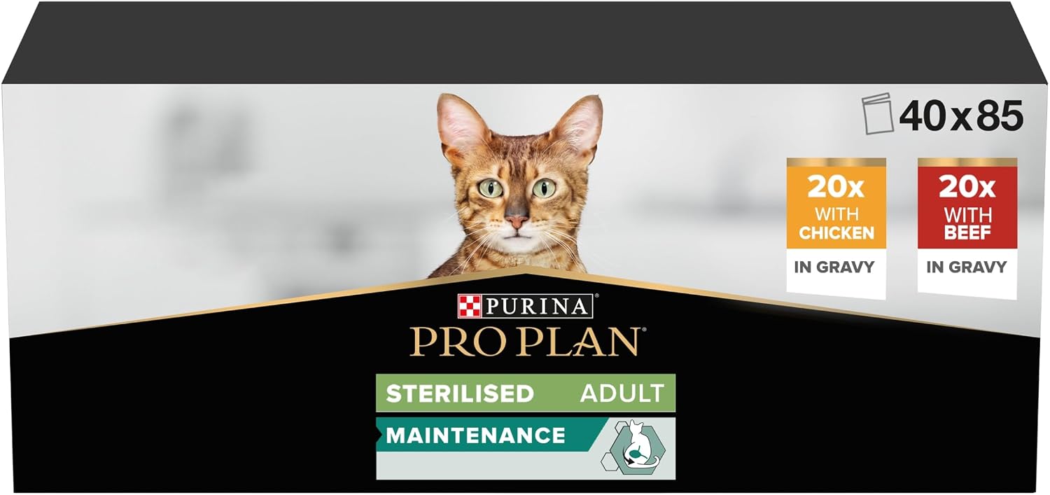 Detalle de PURINA PRO PLAN Adult Sterilised Maintenance – Sachets 40 x 85 g, Poulet & Boeuf