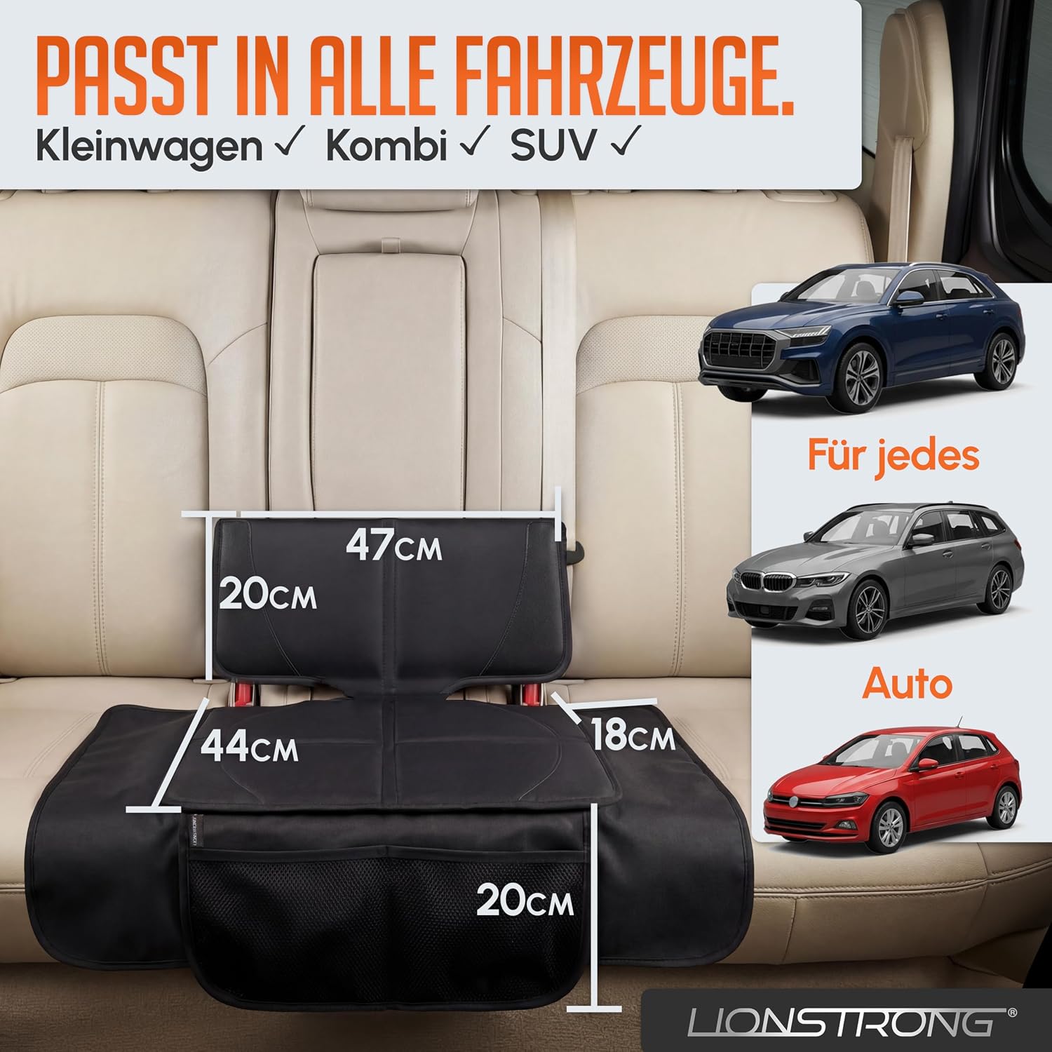 Thumbnail 6 de LIONSTRONG Kindersitzunterlage XL Schutz, Schwarz