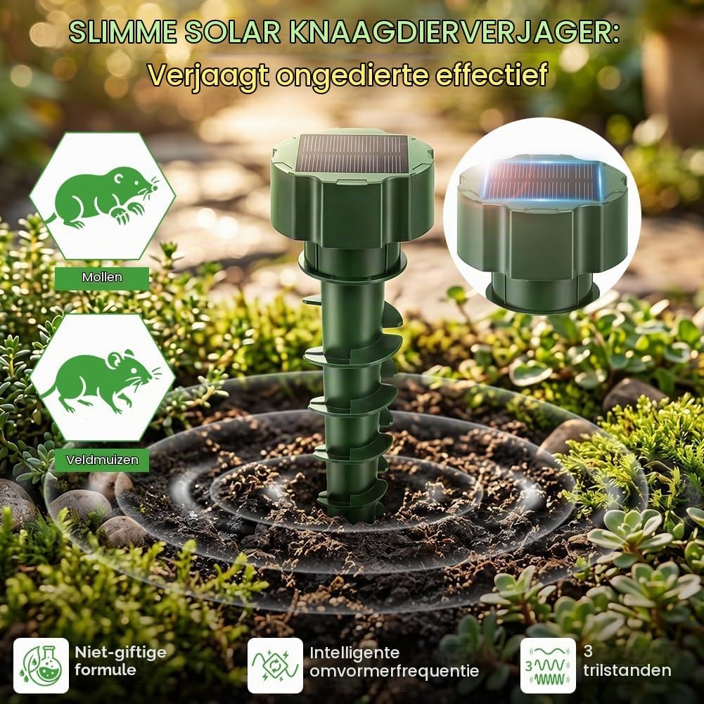 Detalle 2 de AUAUY 5813291 mollenverjager op zonne-energie, 2 stuks, IP65