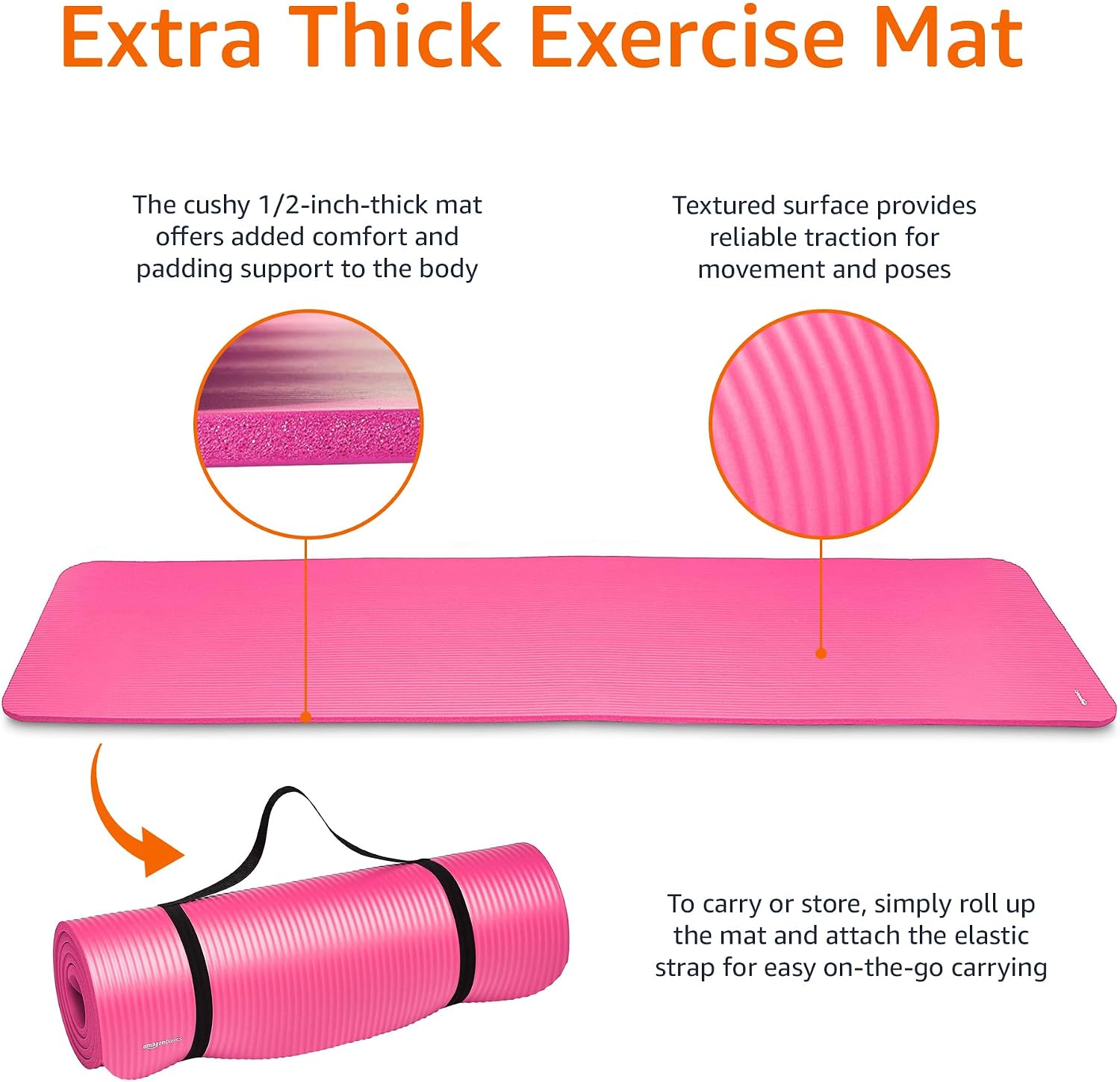 Detalle de Amazon Basics Extra Thick Exercise Yoga Mat with Carrying Strap