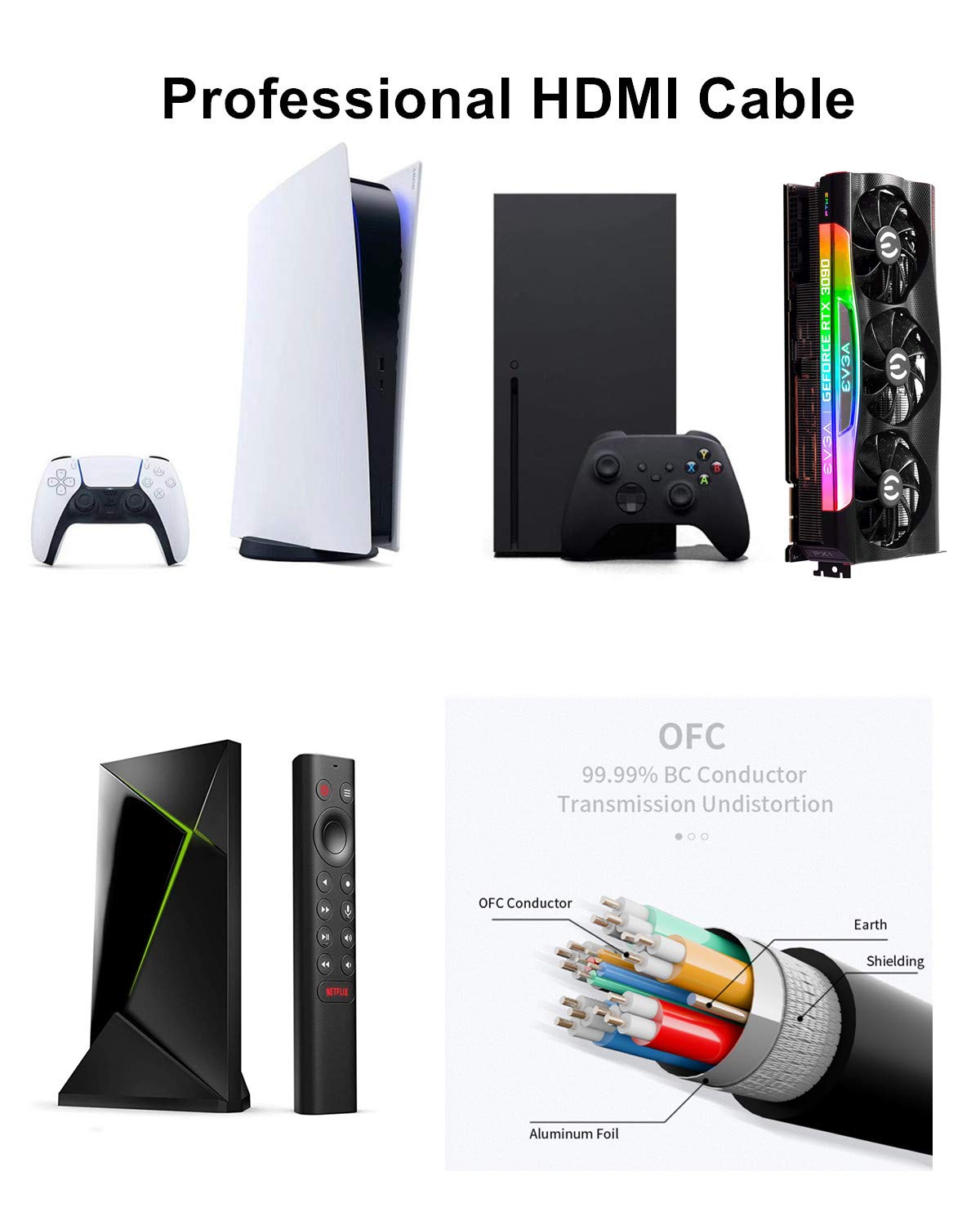 Thumbnail 3 de Ubluker Certified Ultra High Speed HDMI Cable (48Gbps) – 5 ft for 4K/8K, eARC, HDR10+