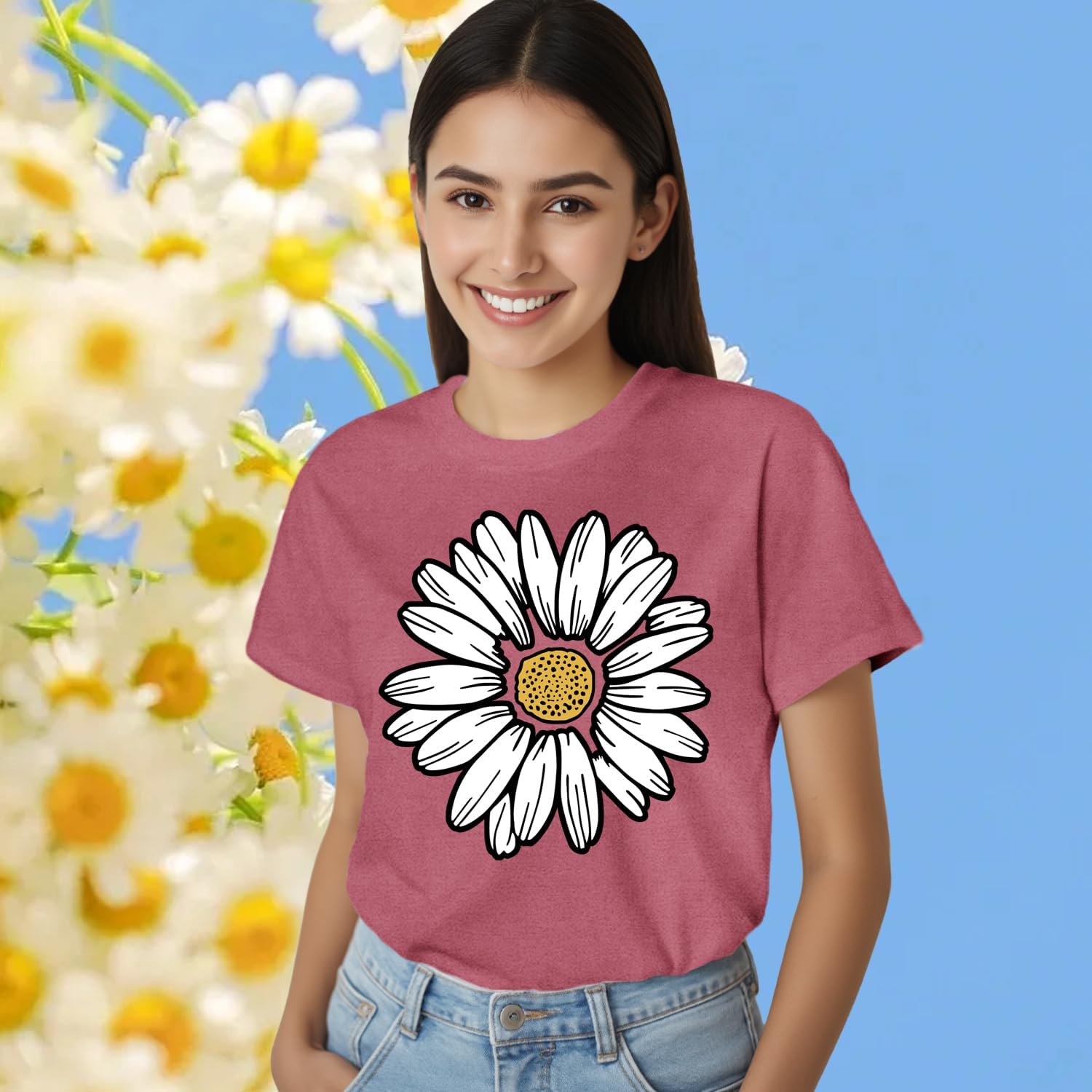 Thumbnail 3 de Qskall Daisy T Shirts for Women – Marguerite Daisy Floral Wildflower Tee Tops