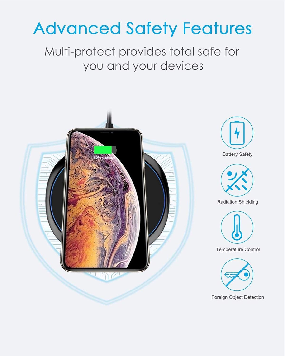 Detalle 2 de NANAMI 10W Wireless Charging Pad for iPhone & Samsung (portable, non-slip base)