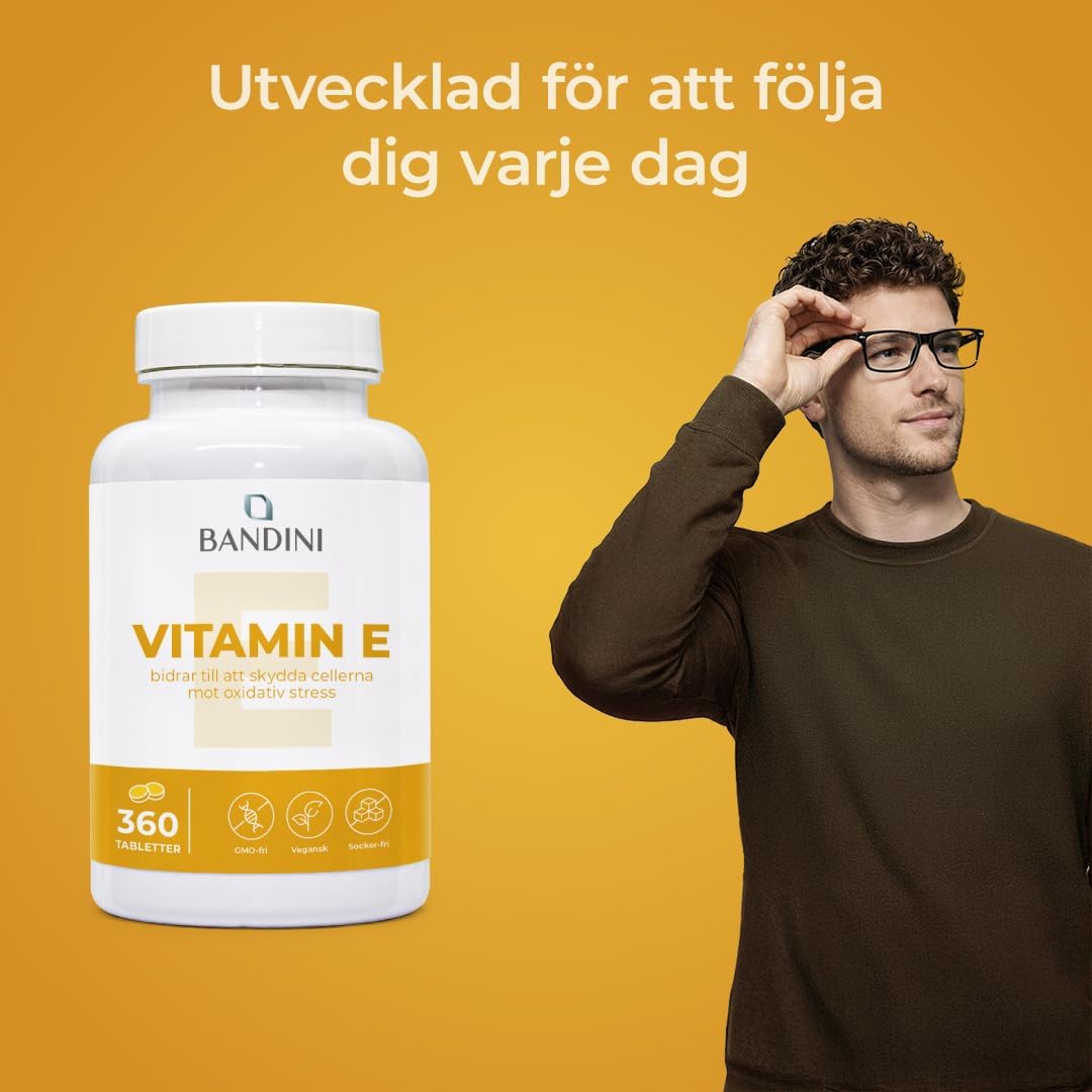 Thumbnail 2 de BANDINI Vitamin E, 360 tabletter med 60 mg per tablett, veganskt kosttillskott