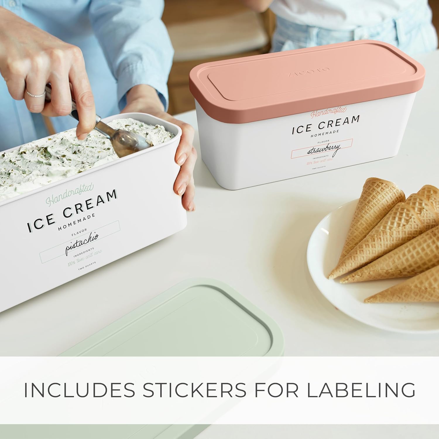 Detalle de ZICOTO Reusable Ice Cream Containers, 2-Quart