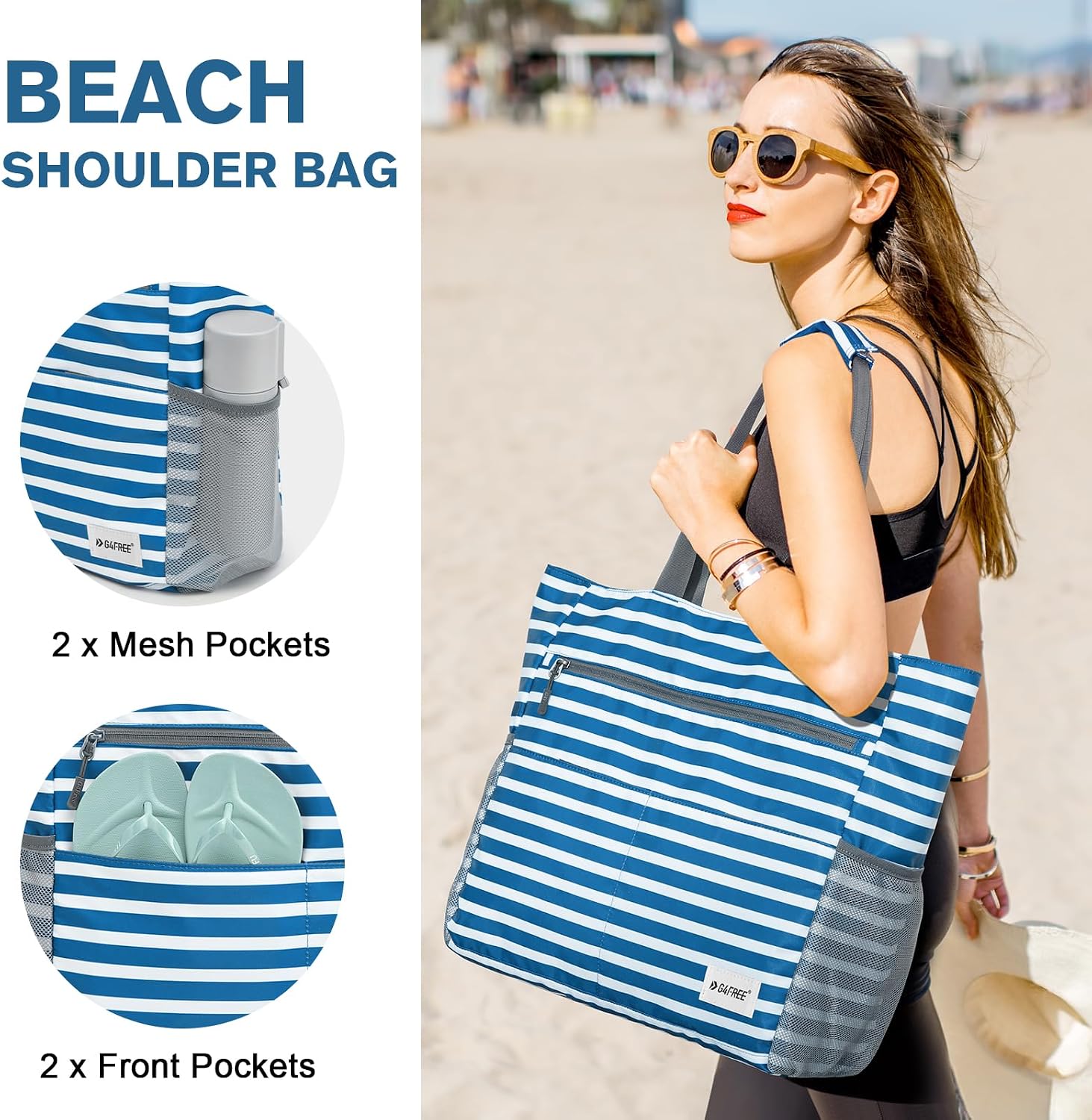 Thumbnail 4 de G4Free Large Beach Bag for Women: Waterproof, Sandproof and 2-in-1 Capacity Tote