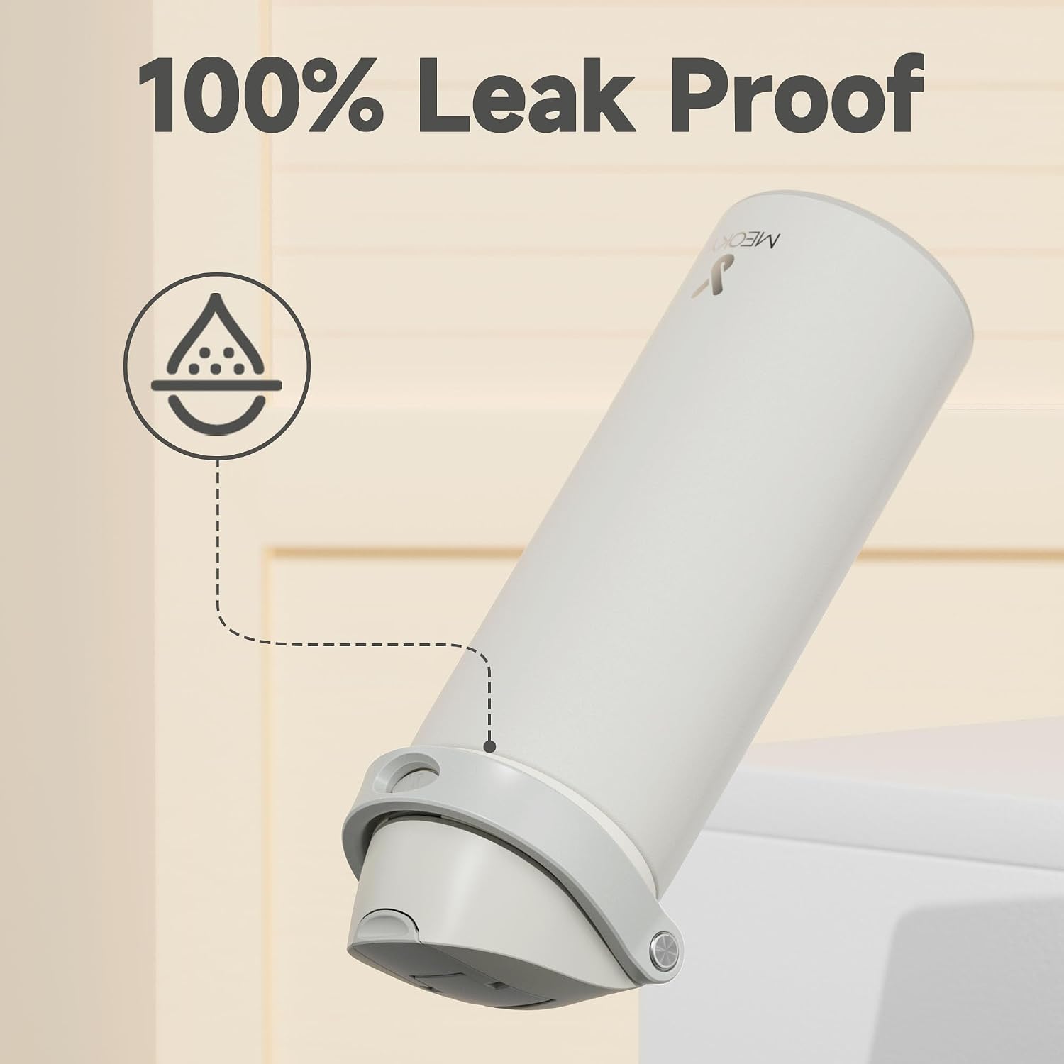 Detalle 2 de Meoky 24 oz Insulated Stainless Steel Water Bottle with 2-in-1 Lid, Ivory